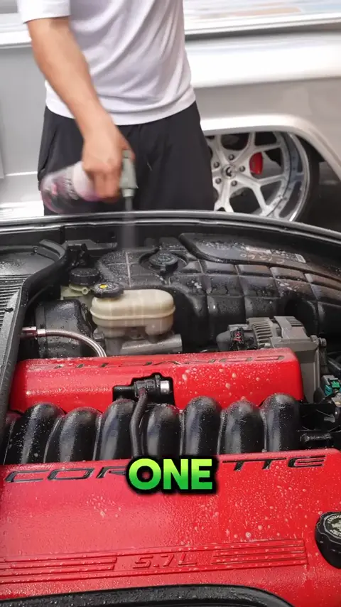 Divine Detailers explaining how to safely wash a Corvette engine bay