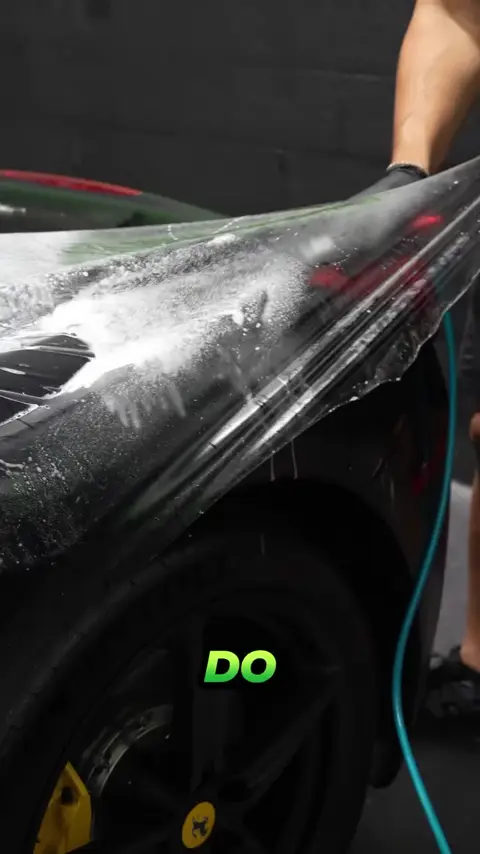 Divine Detailers explaining matte paint protection film care on a Ferrari Roma
