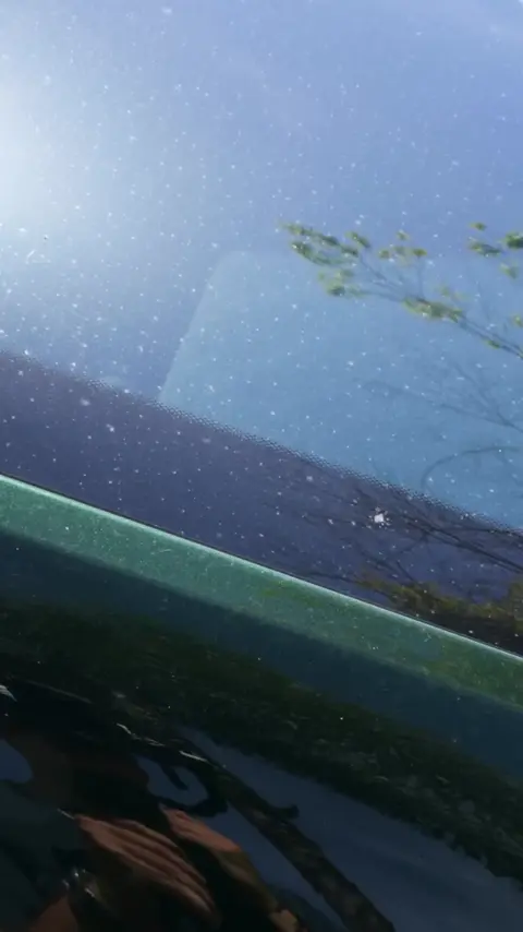 Technicians washing and detailing a green Porsche 911 GT3 in a driveway